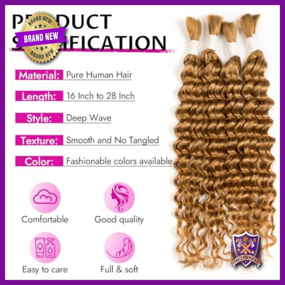 Deep Wave Human Hair Braiding Extensions 18 Inch 2 Bundles 50g main image 4